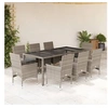 Image de Ensemble à manger de jardin et coussins 9 pcs gris rotin verre, ensemble de salle à manger d'extérieur, meuble de 3278560