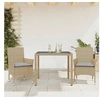 Image de Ensemble à manger de jardin et coussins 3 pcs beige rotin verre, ensemble de salle à manger d'extérieur, meuble de 3278561