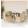 Image de Ensemble à manger de jardin et coussins 5 pcs beige rotin verre, ensemble de salle à manger d'extérieur, meuble de 3278562