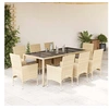 Image de 9-delige Tuinset met kussens poly rattan en glas beige3278566