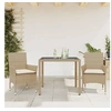 Image de Salon de jardin resine tressee beige 3 pieces 90 x 90 x 75 cm