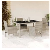 Image de Ensemble à manger de jardin avec coussins 5 pcs rotin et verre 3278575