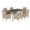 Image de Ensemble à manger de jardin avec coussins 7 pcs rotin et verre, ensemble de salle à manger d'extérieur, meuble de 3278576