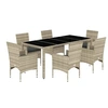 Image de Ensemble à manger de jardin avec coussins 7 pcs rotin et verre, ensemble de salle à manger d'extérieur, meuble de 3278577