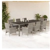 Image de Ensemble à manger de jardin et coussins 9 pcs gris rotin verre, ensemble de salle à manger d'extérieur, meuble de 3278591