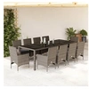 Image de Ensemble à manger de jardin et coussins 11 pcs gris rotin verre, ensemble de salle à manger d'extérieur 3278592