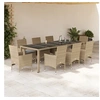 Image de 9-delige Tuinset met kussens poly rattan en glas beige3278593