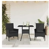 Image de Ensemble à manger de jardin et coussins 3 pcs noir rotin verre 3278601