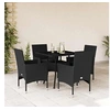 Image de Ensemble à manger de jardin et coussins 5 pcs noir rotin verre 3278602