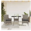 Image de Ensemble à manger de jardin et coussins 3 pcs gris rotin verre 3278605