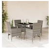 Image de Ensemble à manger de jardin et coussins 5 pcs gris rotin verre 3278606
