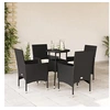 Image de Ensemble à manger de jardin et coussins 5 pcs noir rotin verre, ensemble de salle à manger d'extérieur, meuble de 3278616