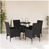 Image de Ensemble à manger de jardin et coussins 5 pcs noir rotin verre, ensemble de salle à manger d'extérieur, meuble de 3278618