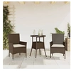 Image de Ensemble à manger de jardin et coussins 3pcs marron rotin verre, ensemble de salle à manger d'extérieur, meuble de 3278619
