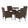 Image de Ensemble à manger de jardin et coussins 5pcs marron rotin verre, ensemble de salle à manger d'extérieur, meuble de 3278620