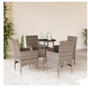 Image de Ensemble à manger de jardin et coussins 5 pcs gris rotin verre, ensemble de salle à manger d'extérieur, meuble de 3278622