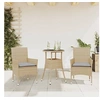 Image de Ensemble à manger de jardin et coussins 3 pcs beige rotin verre, ensemble de salle à manger d'extérieur, meuble de 3278623