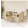 Image de Ensemble à manger de jardin et coussins 5 pcs beige rotin verre, ensemble de salle à manger d'extérieur, meuble de 3278624