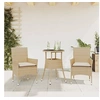 Image de Ensemble à manger de jardin et coussins 3 pcs beige rotin verre, ensemble de salle à manger d'extérieur, meuble de 3278625