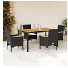 Image de Ensemble à manger de jardin et coussins 5 pcs noir rotin acacia, ensemble de salle à manger d'extérieur, meuble de 3278629