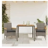 Image de Ensemble à manger de jardin et coussins 3 pcs gris rotin acacia, ensemble de salle à manger d'extérieur, meuble de 3278633