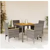 Image de Ensemble à manger de jardin et coussins 5 pcs gris rotin acacia, ensemble de salle à manger d'extérieur, meuble de 3278634