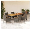 Image de Ensemble à manger de jardin et coussins 7 pcs gris rotin acacia, ensemble de salle à manger d'extérieur, meuble de 3278637