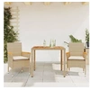 Image de Ensemble à manger de jardin et coussins 3pcs beige rotin acacia, ensemble de salle à manger d'extérieur, meuble de 3278639