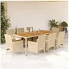 Image de 9-delige Tuinset met kussens poly rattan en acaciahout beige3278644
