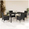 Image de 5-delige Tuinset met kussens poly rattan en glas zwart3278647