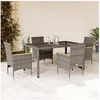 Image de Ensemble à manger de jardin et coussins 5 pcs gris rotin verre, ensemble de salle à manger d'extérieur, meuble de 3278653