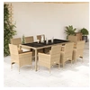 Image de 9-delige Tuinset met kussens poly rattan en glas beige3278662