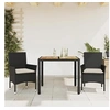 Image de Ensemble à manger de jardin et coussins 3 pcs noir rotin acacia, ensemble de salle à manger d'extérieur, meuble de 3278663
