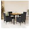 Image de Ensemble à manger de jardin et coussins 5 pcs noir rotin acacia, ensemble de salle à manger d'extérieur, meuble de 3278664