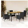 Image de Ensemble à manger de jardin et coussins 5 pcs noir rotin acacia, ensemble de salle à manger d'extérieur, meuble de 3278665