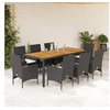 Image de Salon de jardin 9 pieces resine tressee noir 190 x 90 x 75 cm
