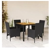 Image de Ensemble à manger de jardin et coussins 5 pcs noir rotin acacia, ensemble de salle à manger d'extérieur, meuble de 3278670
