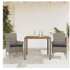 Image de Ensemble à manger de jardin et coussins 3 pcs gris rotin acacia, ensemble de salle à manger d'extérieur, meuble de 3278675