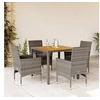 Image de Ensemble à manger de jardin et coussins 5 pcs gris rotin acacia, ensemble de salle à manger d'extérieur, meuble de 3278676