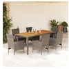 Image de 7-delige Tuinset met kussens poly rattan en acaciahout grijs3278679