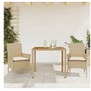 Image de Ensemble à manger de jardin et coussins 3pcs beige rotin acacia, ensemble de salle à manger d'extérieur, meuble de 3278681