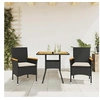 Image de Ensemble à manger de jardin et coussins 3 pcs noir rotin acacia, ensemble de salle à manger d'extérieur, meuble de 3278697