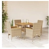 Image de Ensemble à manger de jardin et coussins 5pcs beige rotin acacia, ensemble de salle à manger d'extérieur, meuble de 3278702