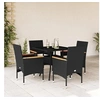 Image de Ensemble à manger de jardin et coussins 5 pcs noir rotin verre, ensemble de salle à manger d'extérieur, meuble de 3278704