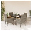 Image de Ensemble à manger de jardin et coussins 5 pcs gris rotin verre, ensemble de salle à manger d'extérieur, meuble de 3278706