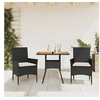 Image de Ensemble à manger de jardin et coussins 3 pcs noir rotin acacia 3278709