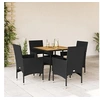 Image de Ensemble à manger de jardin et coussins 5 pcs noir rotin acacia 3278710