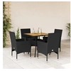 Image de Ensemble à manger de jardin et coussins 5 pcs noir rotin acacia 3278712