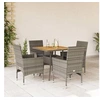 Image de Ensemble à manger de jardin et coussins 5 pcs gris rotin acacia 3278714