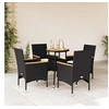 Image de Ensemble à manger de jardin et coussins 5 pcs noir rotin acacia 3278718